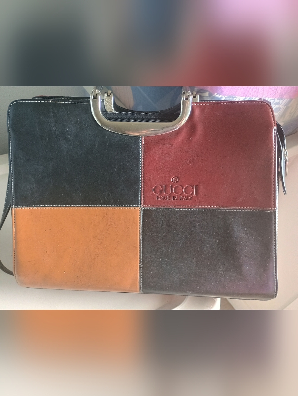 Gucci Patchwork Leather Satchel - Black, Red, Tan, Brown - Picture 2 of 14